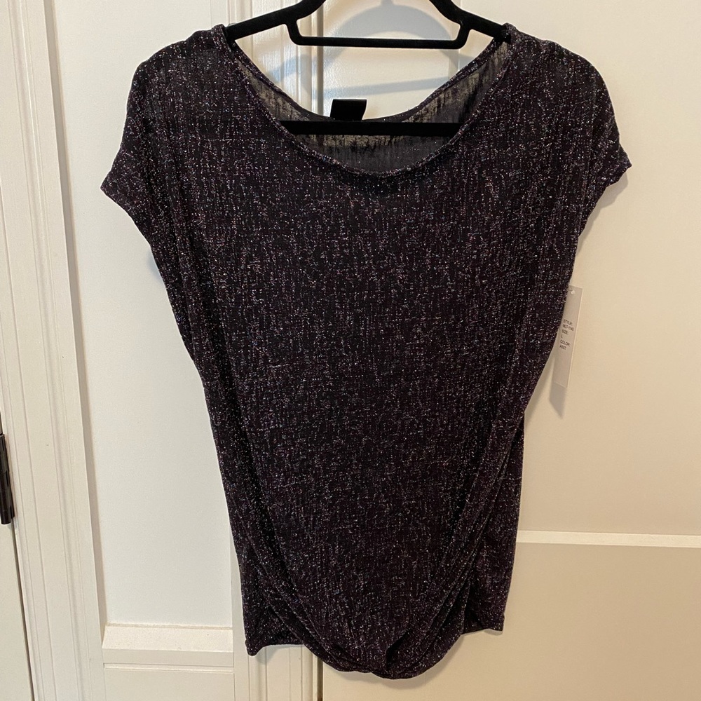 NWT- Sparkly Black Sleeveless Shirt with Front Knot - Large